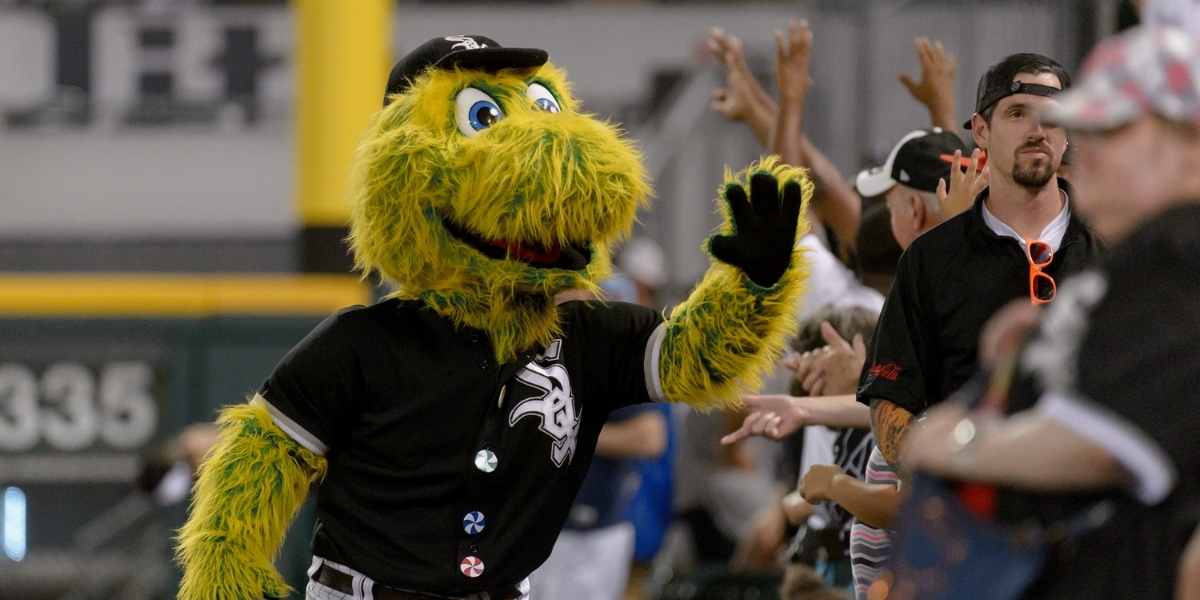 White Sox mascot after using transportation in Chicago